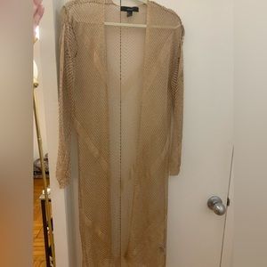 Forever 21 Gold Metallic Long Sleeved Coverup Size Small